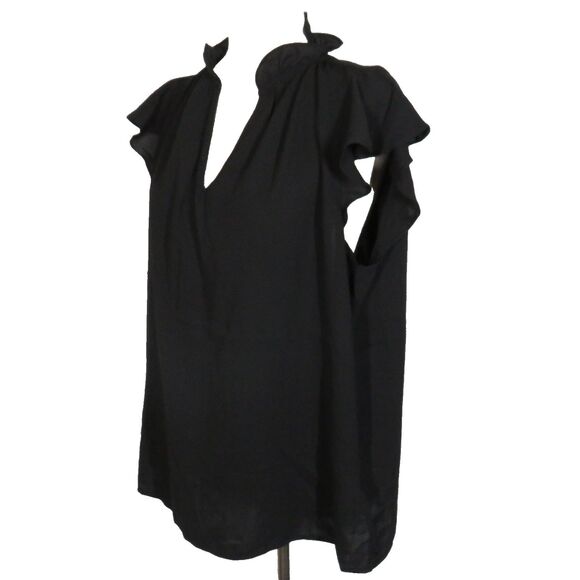 Halara Black V Neck Ruffled Lightweight Blouse Size XL - Picture 6 of 8